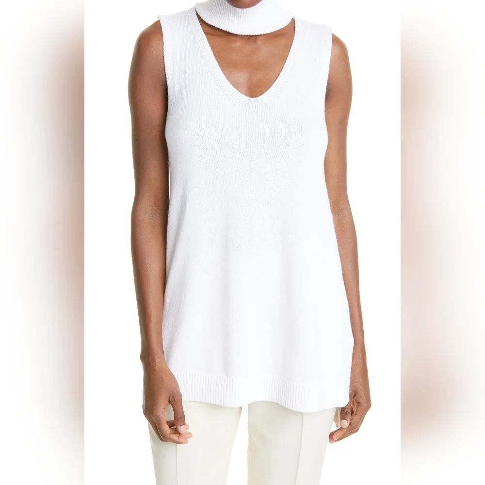 Revolve Milly Cotton-Blend Tunic with Ribbed Neckline and Hem Turtleneck - Picture 2 of 10